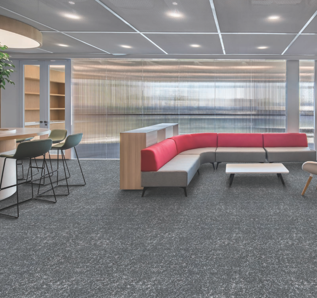 Commercial carpet tile flooring in an office lounge